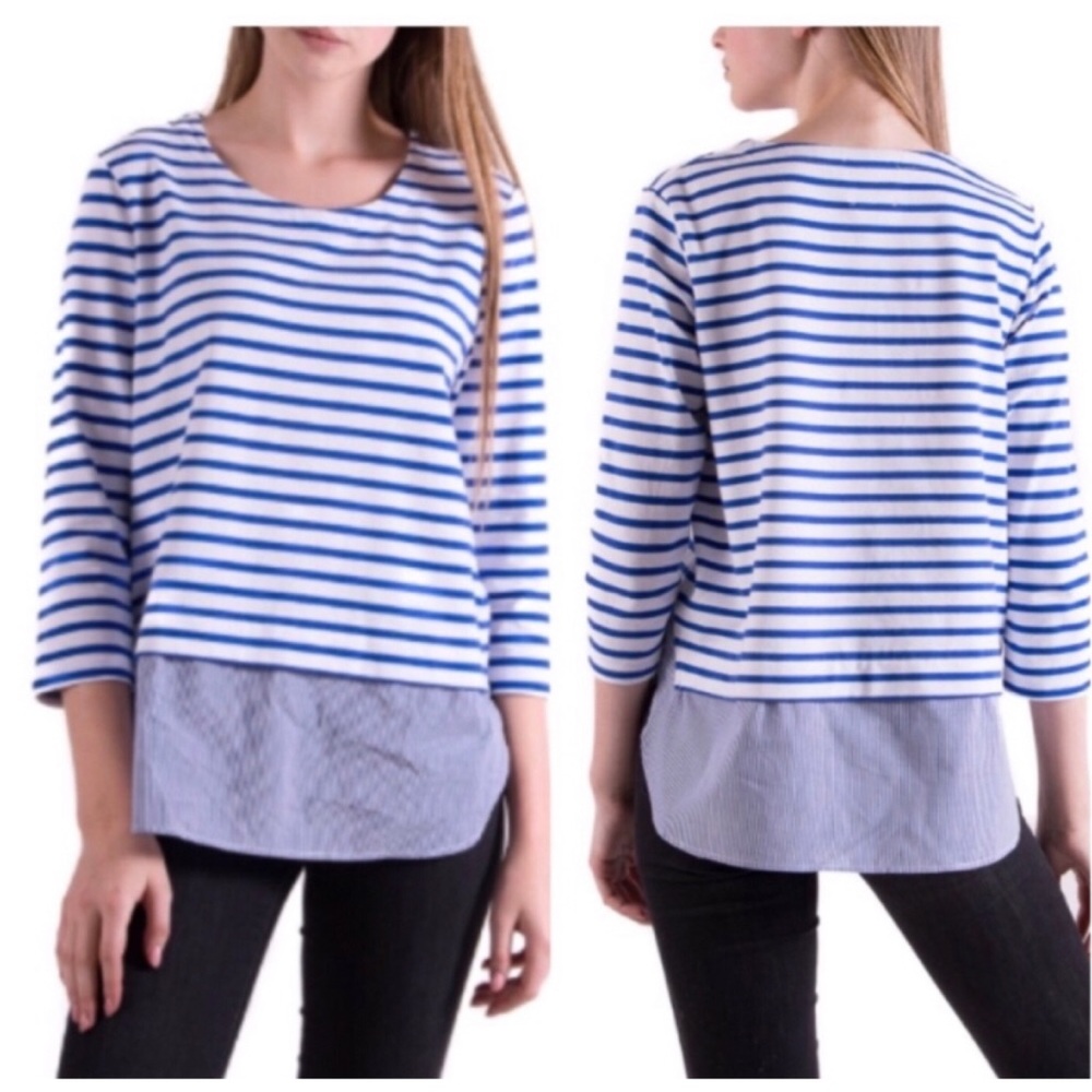 Anthropologie Lili’s Closet blue & white shirt